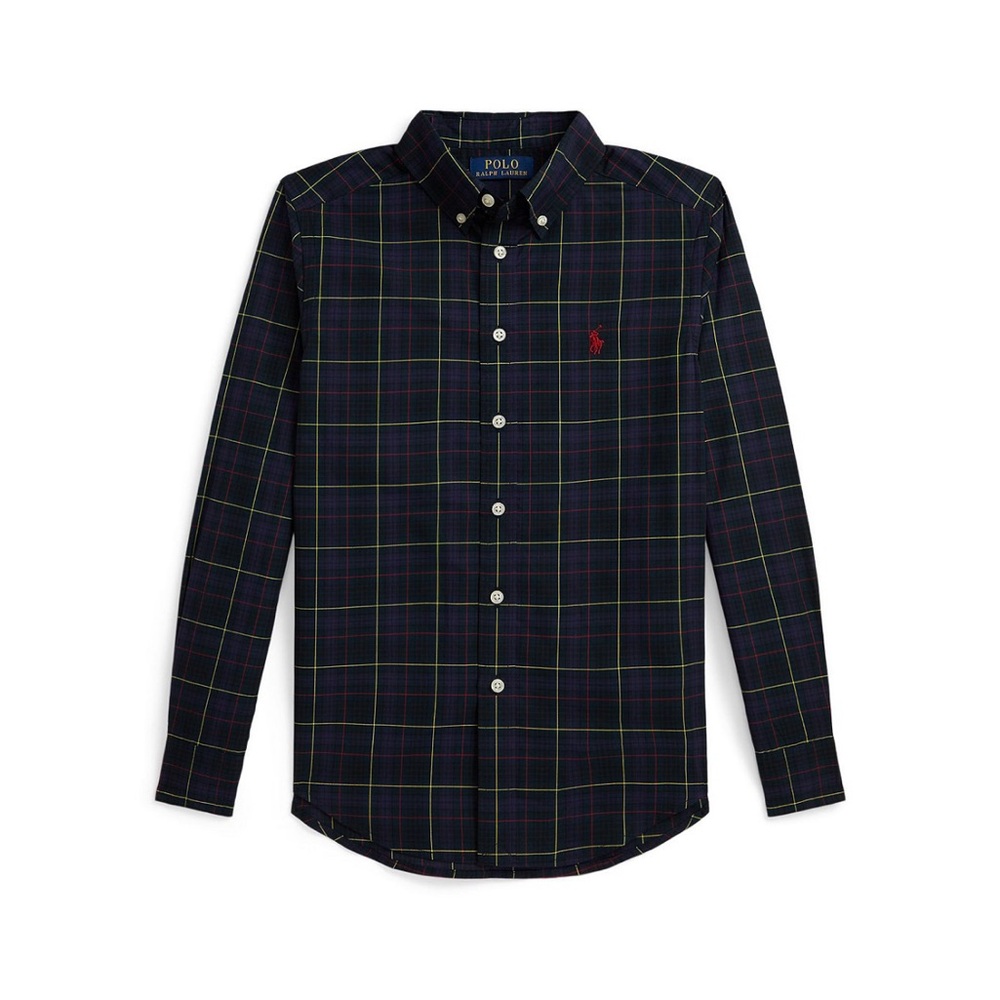 Polo Ralph Lauren Navy Plaid Shirt Boys Size Medium (10/12)